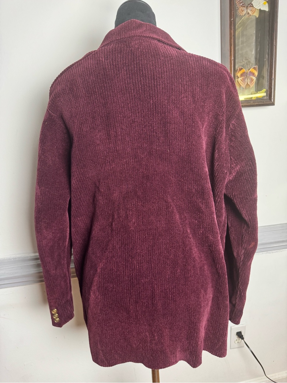 Ralph Lauren Double RL Burgundy Corduroy Double-Breasted Blazer with Crest - Picture 6 of 11